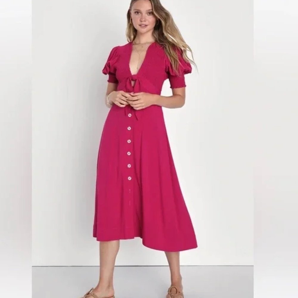Lulu's Pink Midi Dress